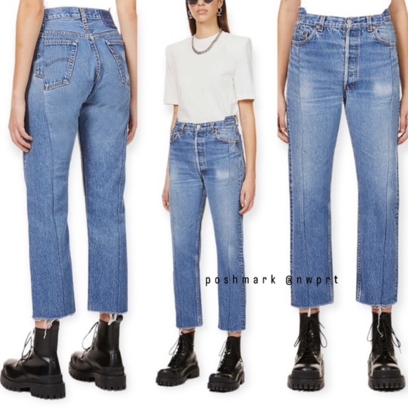 EB Denim Denim - EB DENIM OG Reinvented Levi’s High Rise Waist Straight Leg Ankle Crop 23 24